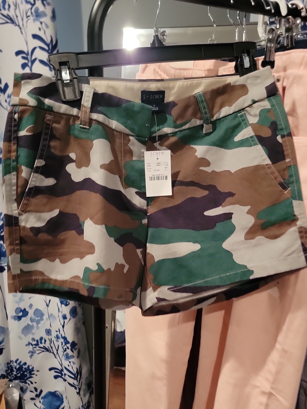 NWT J. Crew Women's Camo Print Cotton Shorts in Green and Brown Size 0.
